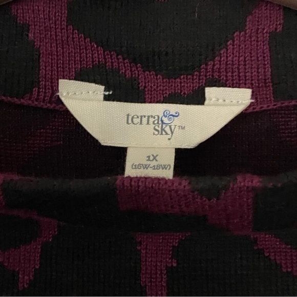 Time And Tru Dress Women’s  1X 16W-18W Mock Neck Jacquard Long Sleeve New - Picture 4 of 9